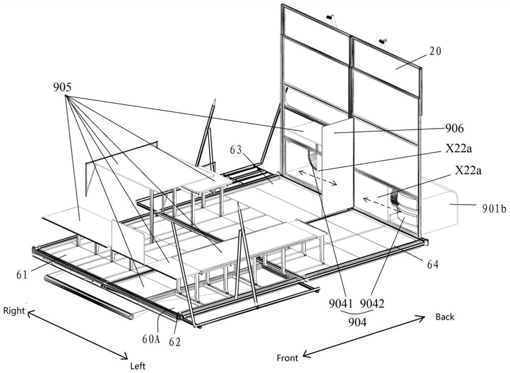 Facility composition capable of containing vehicle-mounted house