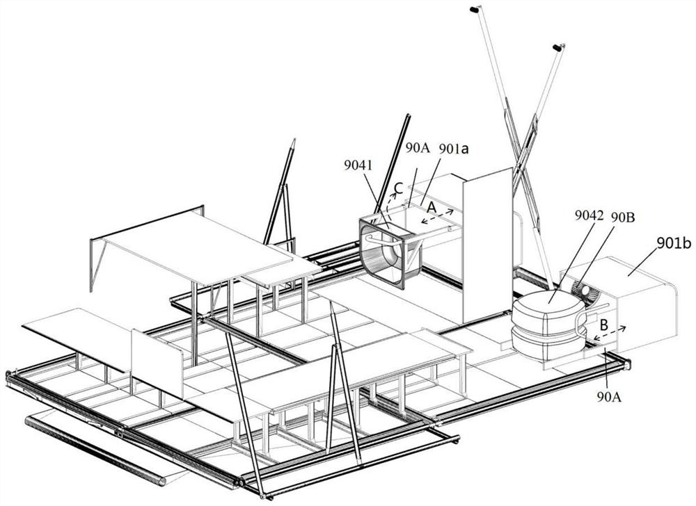 Facility composition capable of containing vehicle-mounted house