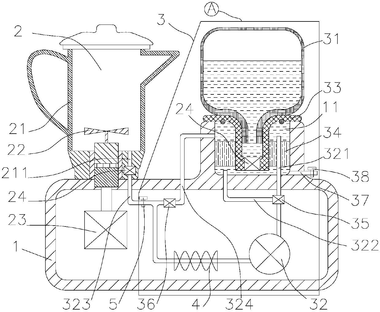 Wall-breaking food processor with water purification function