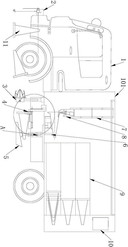 Automatic recovering, distributing and storing vehicle for traffic cones