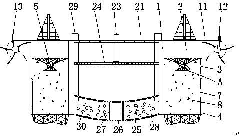River treatment device for black and odorous water body