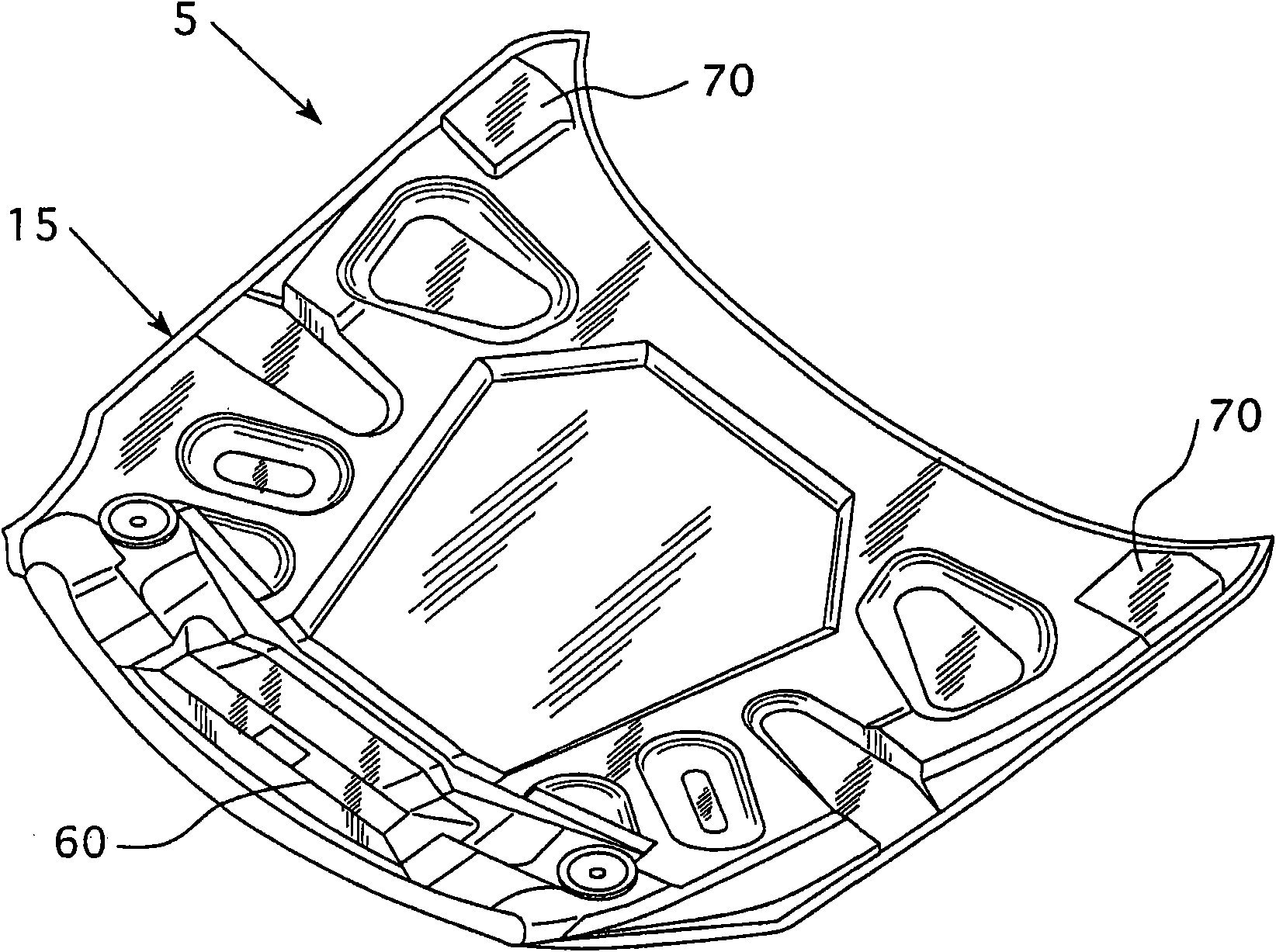 Pedestrian safe automotive hood having reinforcing foam