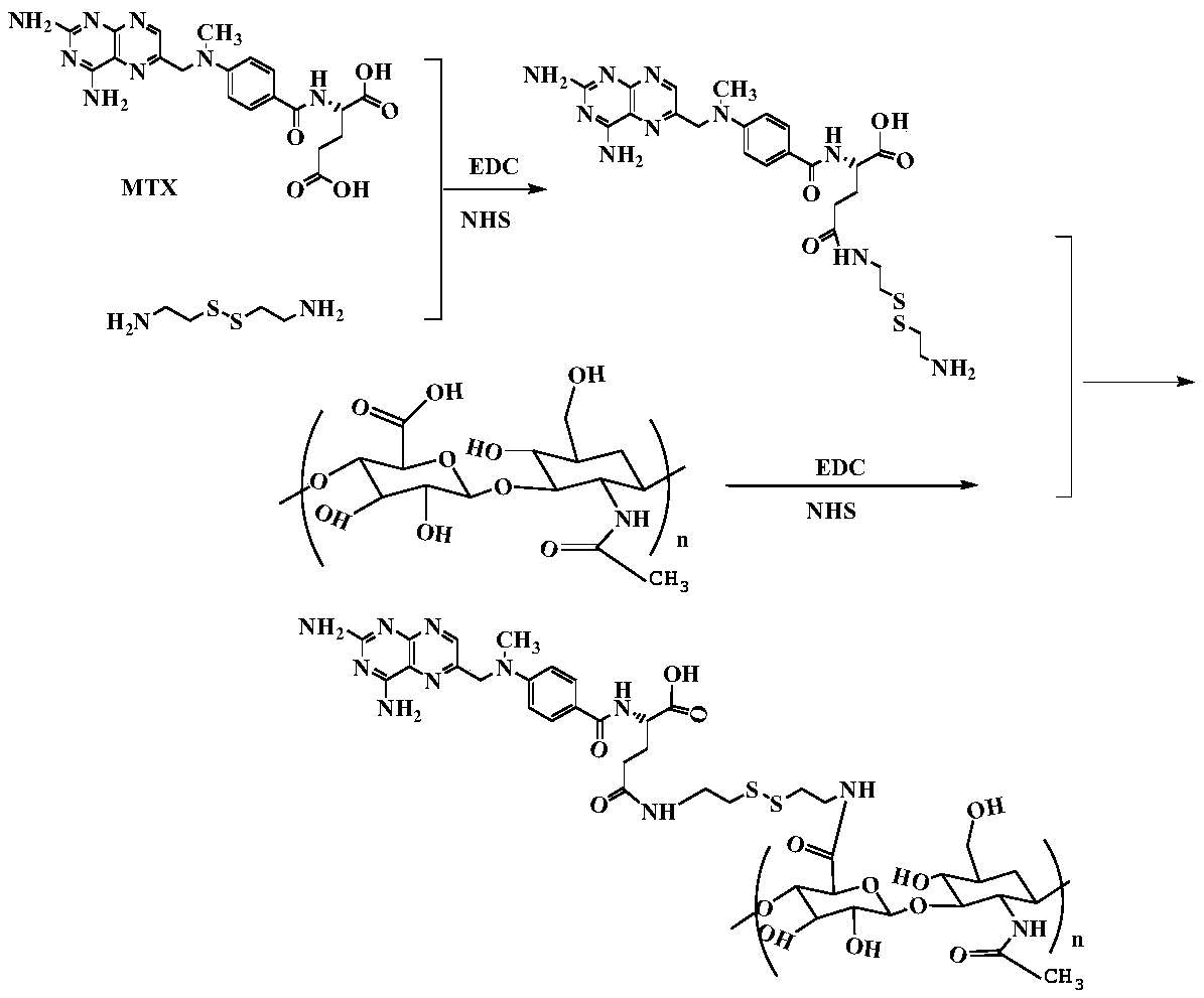 Hyaluronic acid-methotrexate self-assembled nanomicelle and preparation method thereof