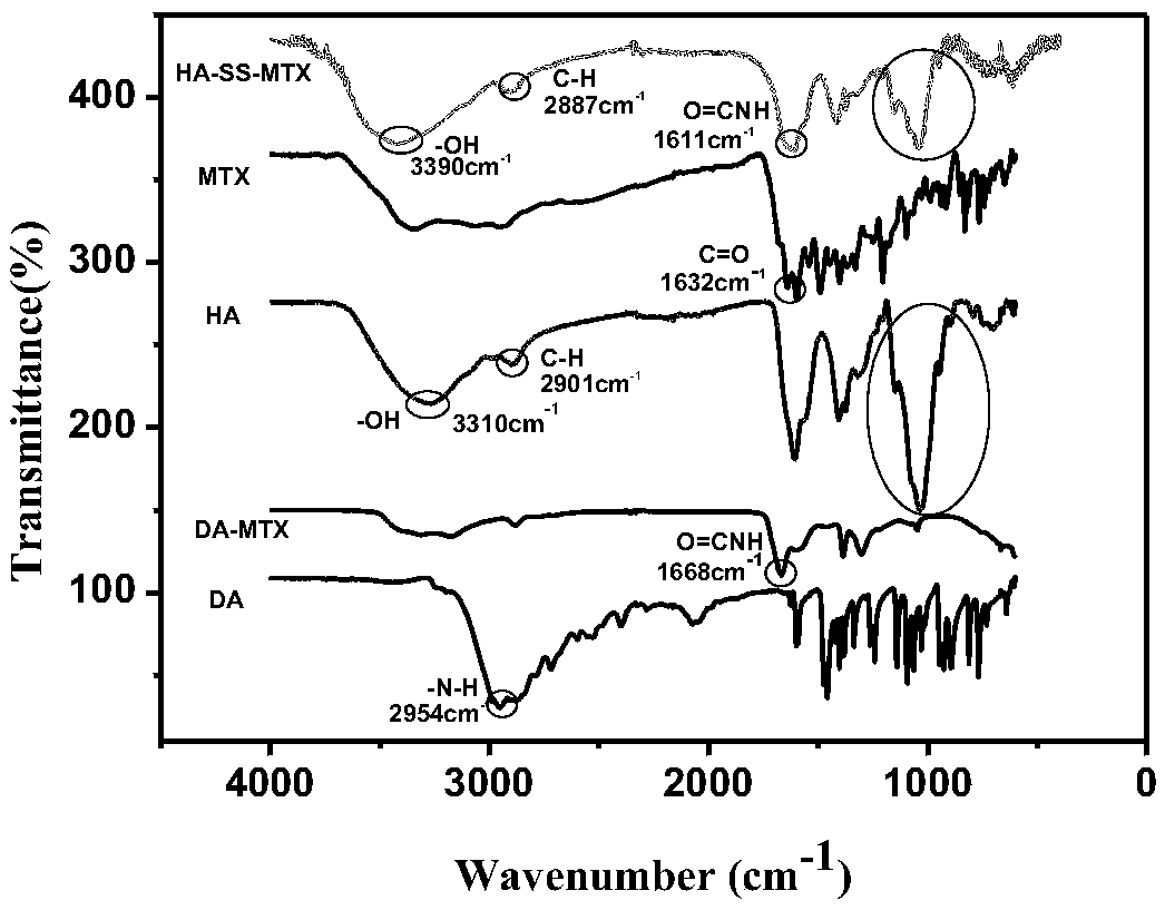 Hyaluronic acid-methotrexate self-assembled nanomicelle and preparation method thereof
