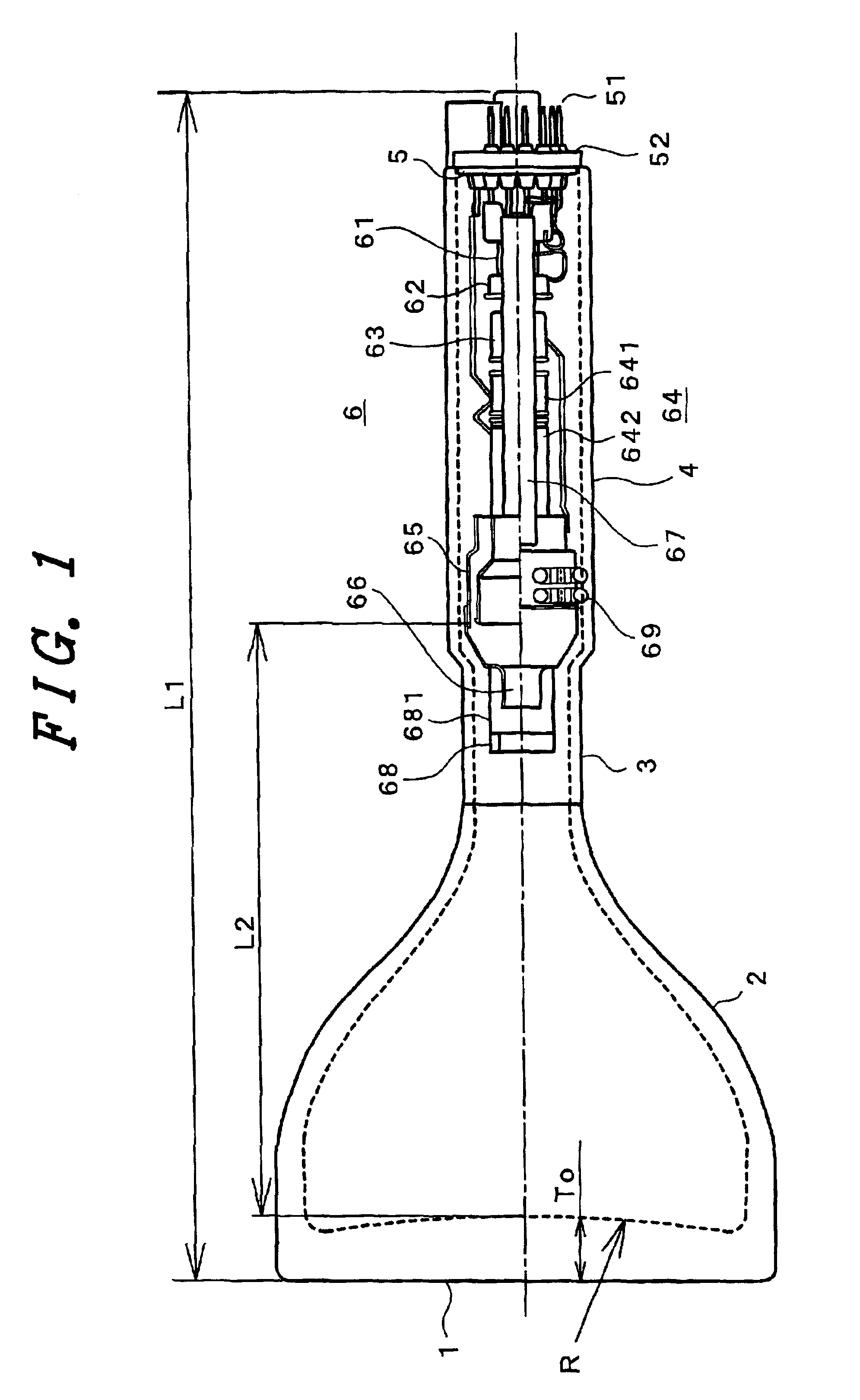 Projection tube having different neck diameters