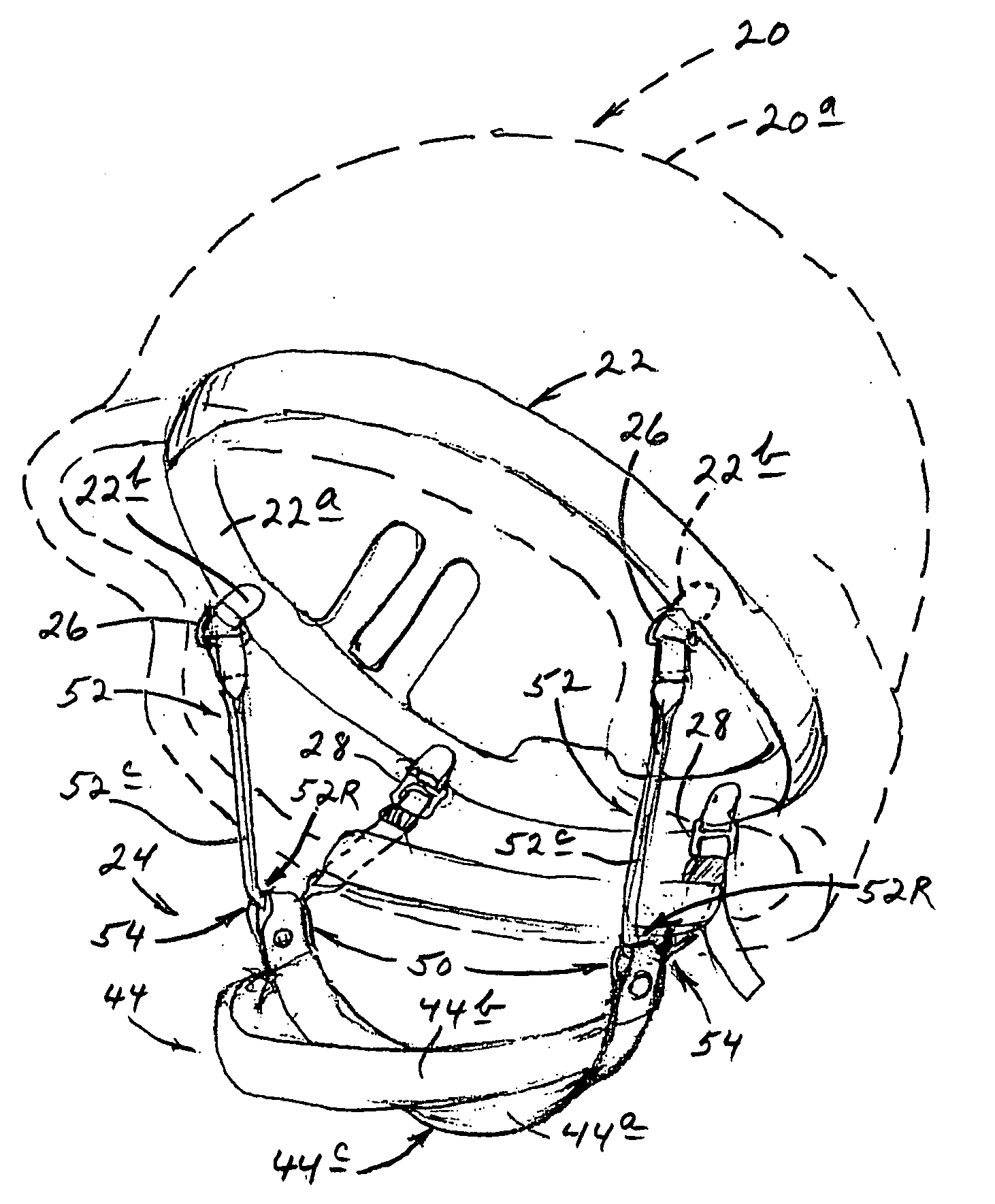 Helmet chin-strap harness structure