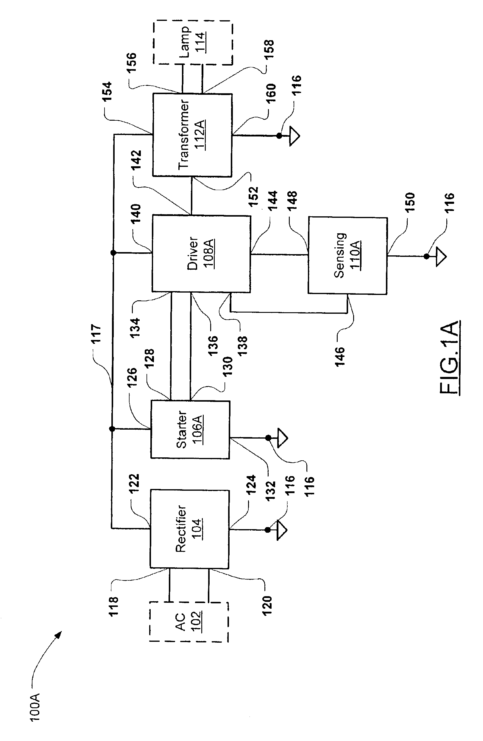 Converter for converting an AC power main voltage to a voltage suitable for driving a lamp