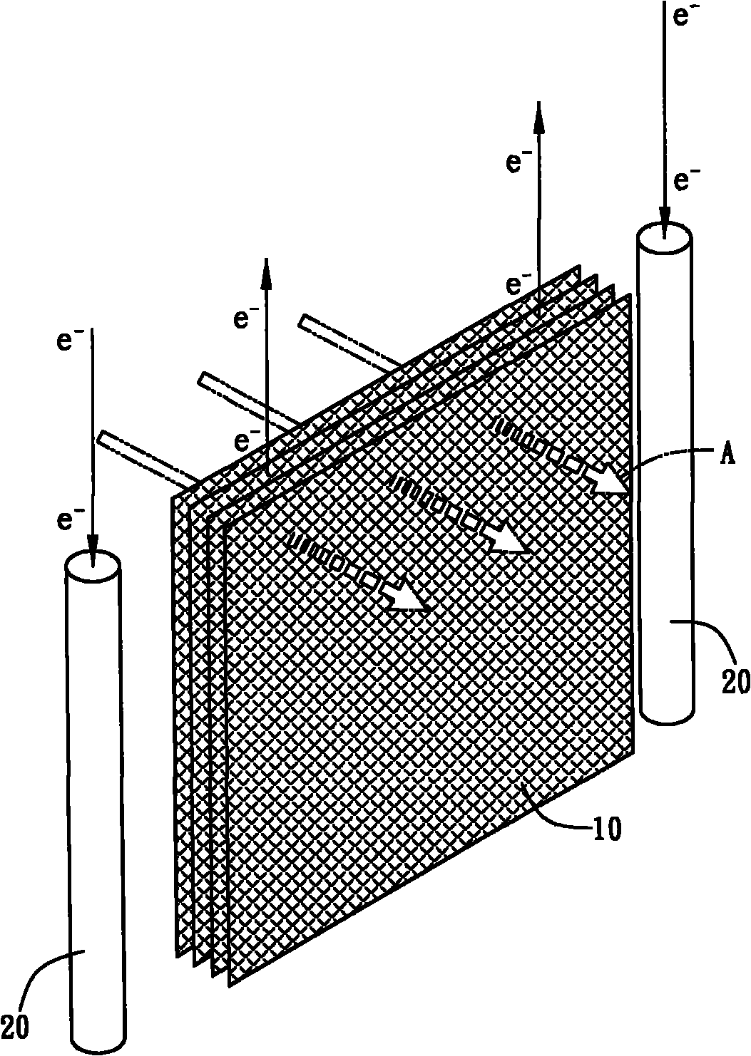 Water-permeable electrochemical microbial reactive barrier and application method thereof