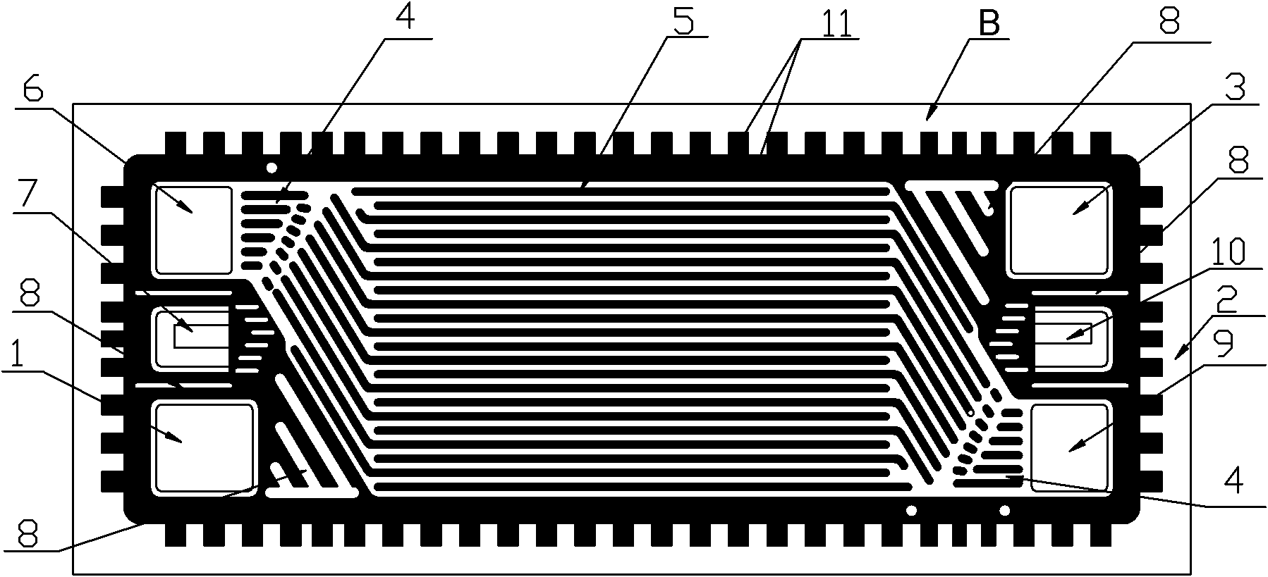 Punch formed metal bipolar plate of proton exchange membrane fuel cell