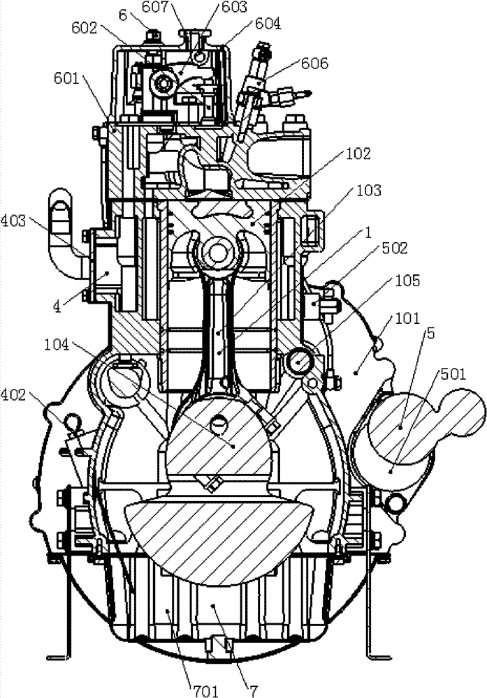 Vertical single-cylinder diesel engine