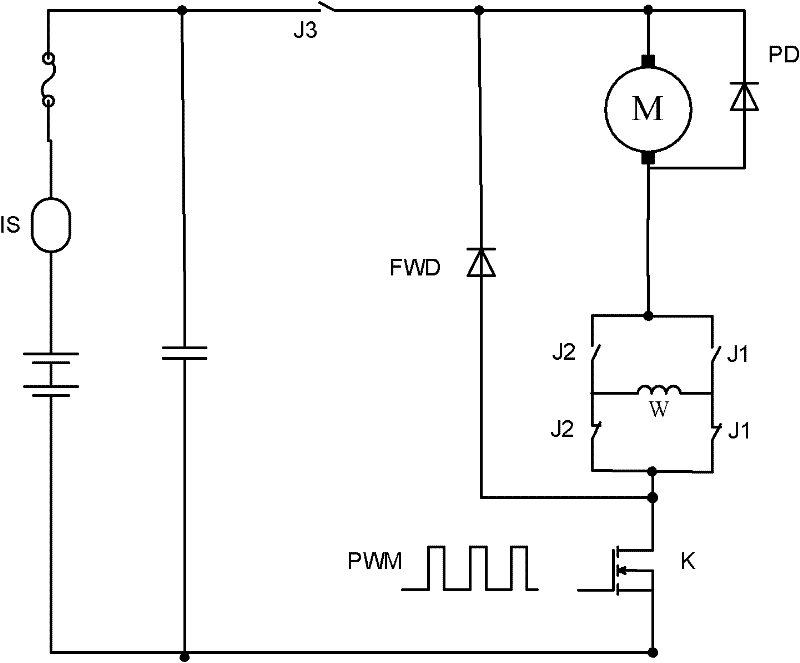 Series excitation direct-current motor controller with regenerative braking function