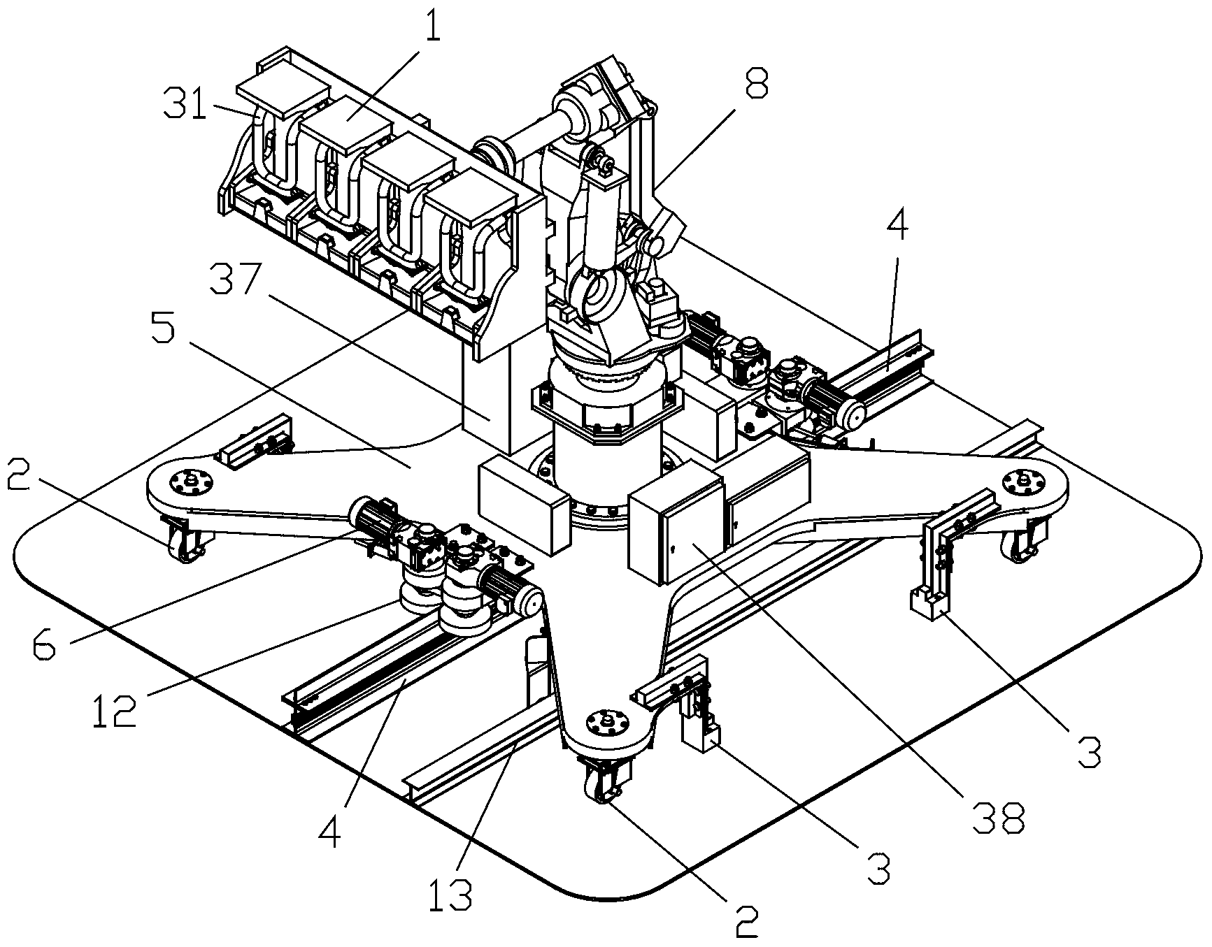 Large engine-driven multi-degree of freedom (DOF) ride-on type entertainment experience device
