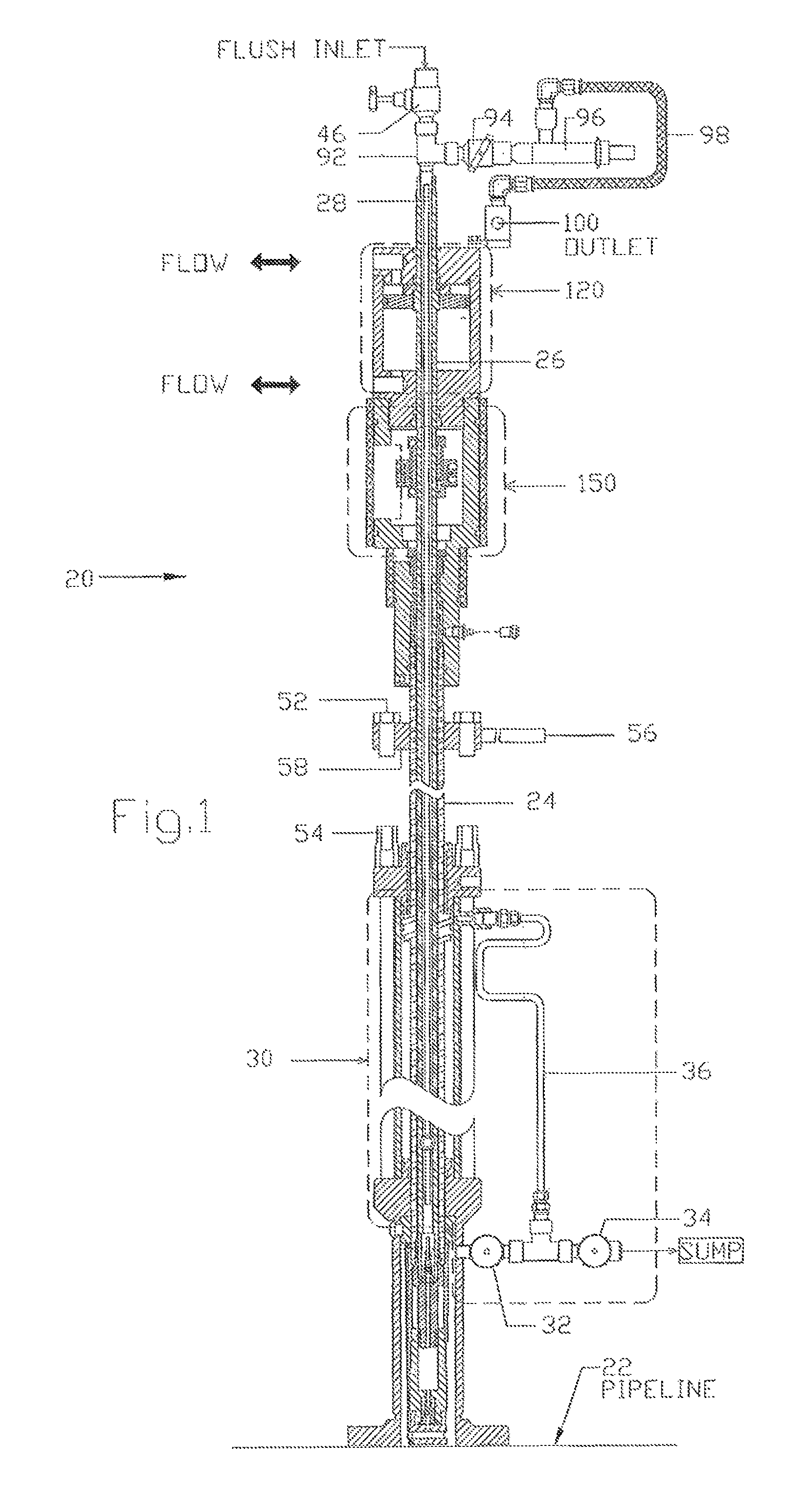 Volumetric sample adjustment assembly located outside a liquid process line