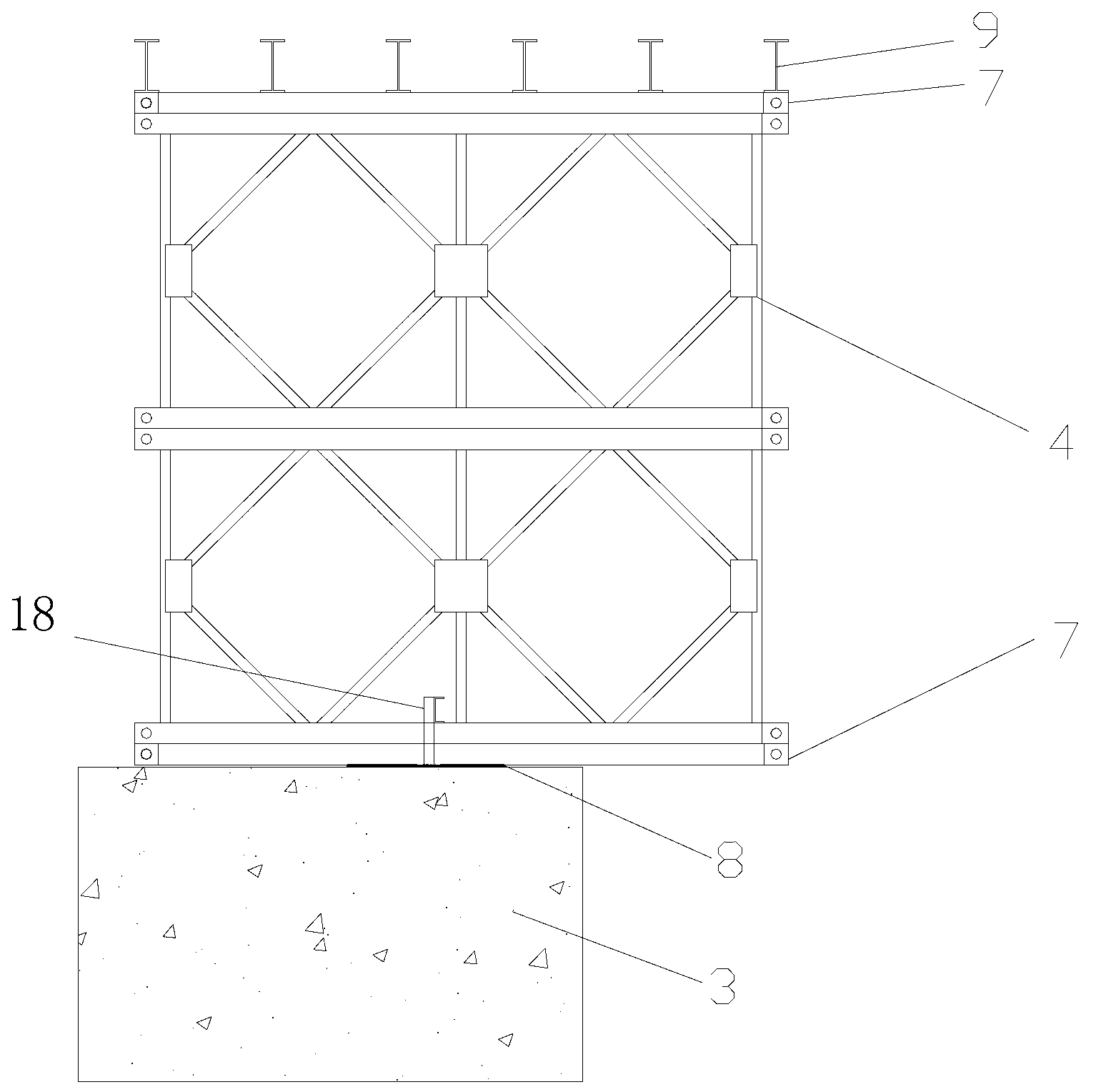 Large-span double-layer Bailey truss structure and construction method thereof