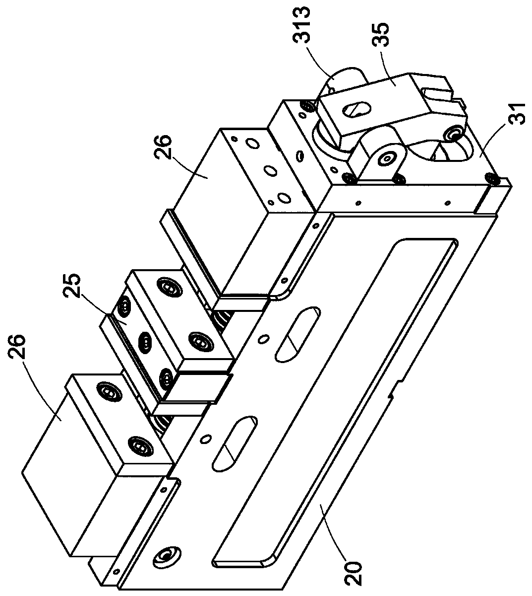 Floating-type air pressure angle-fixed double-clamp vise structure