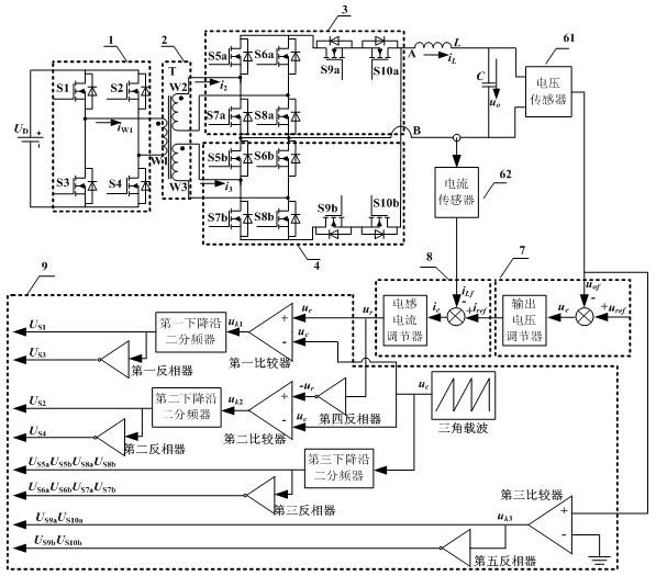 Unipolar combined rectifier type high-frequency isolating inverter and control circuit thereof