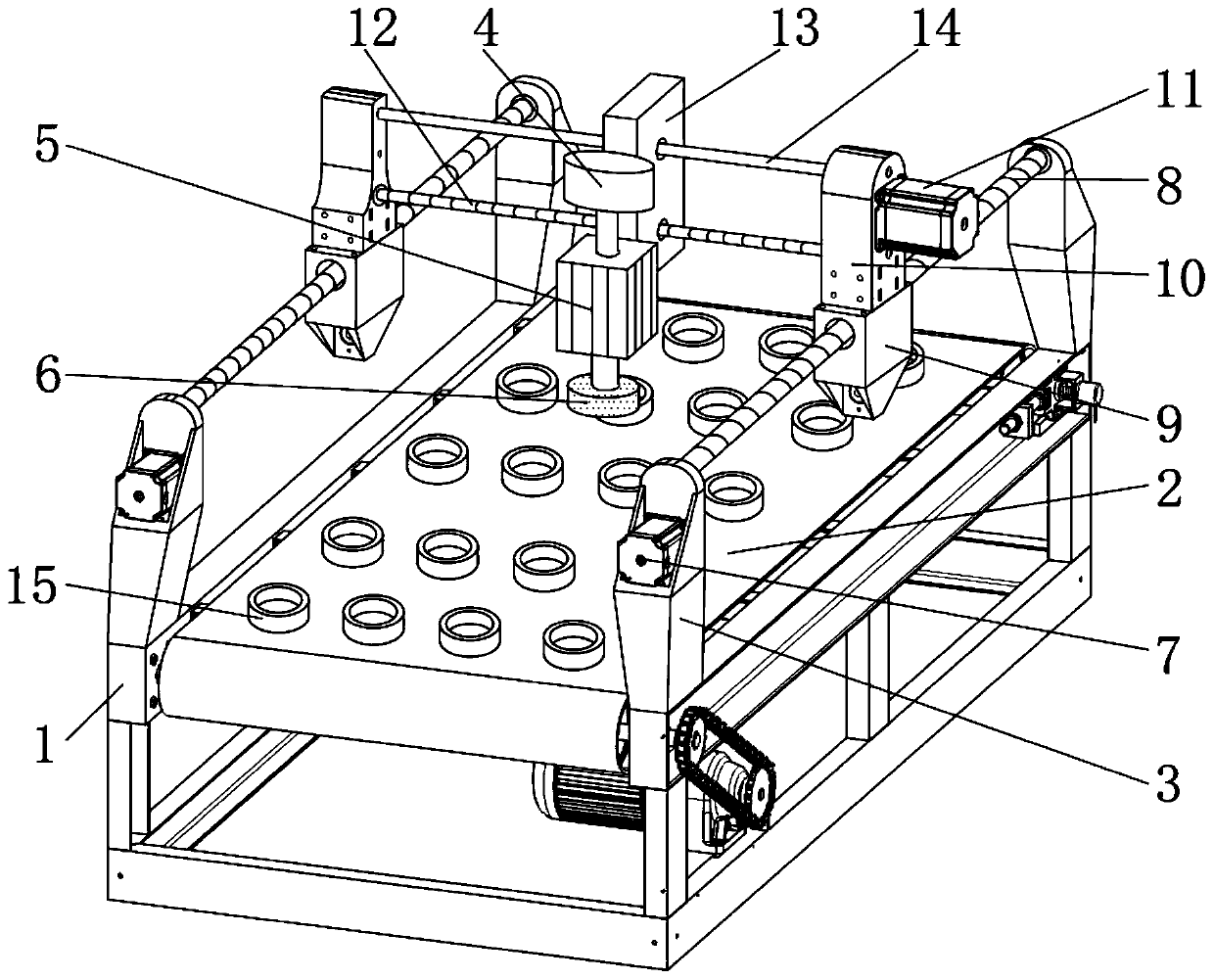 Grinding and polishing device for rear cases of electronic watches