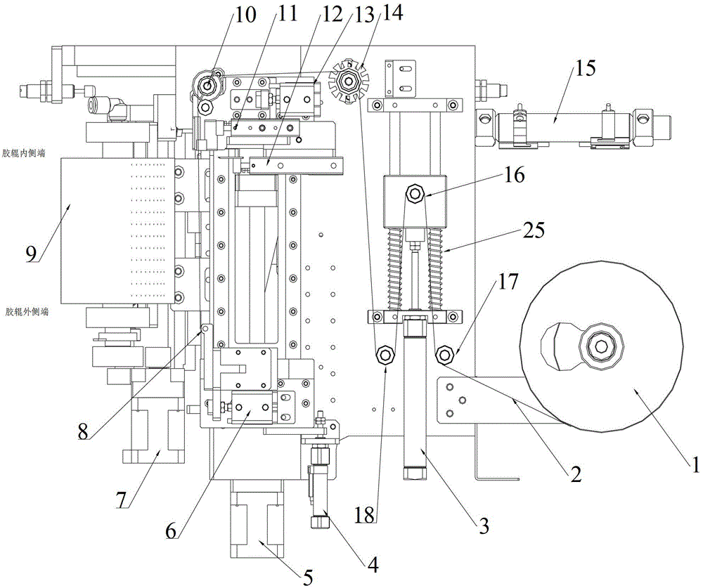 Device for attaching terminating tape to battery through winding