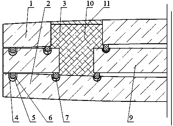Microwave-heated convex dual-vacuum-layer glass with edges and openings being sealed by sealing grooves and manufacturing method
