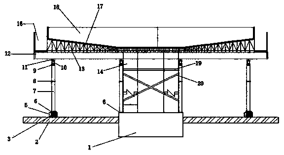 Large-cantilever prestressed-cover-beam support device and construction method