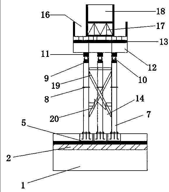 Large-cantilever prestressed-cover-beam support device and construction method