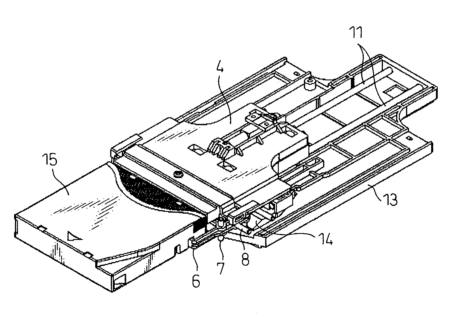 Robot hand for transferring an article in a housing, and a library apparatus equipped with the robot hand for transferring and article stored in a rack