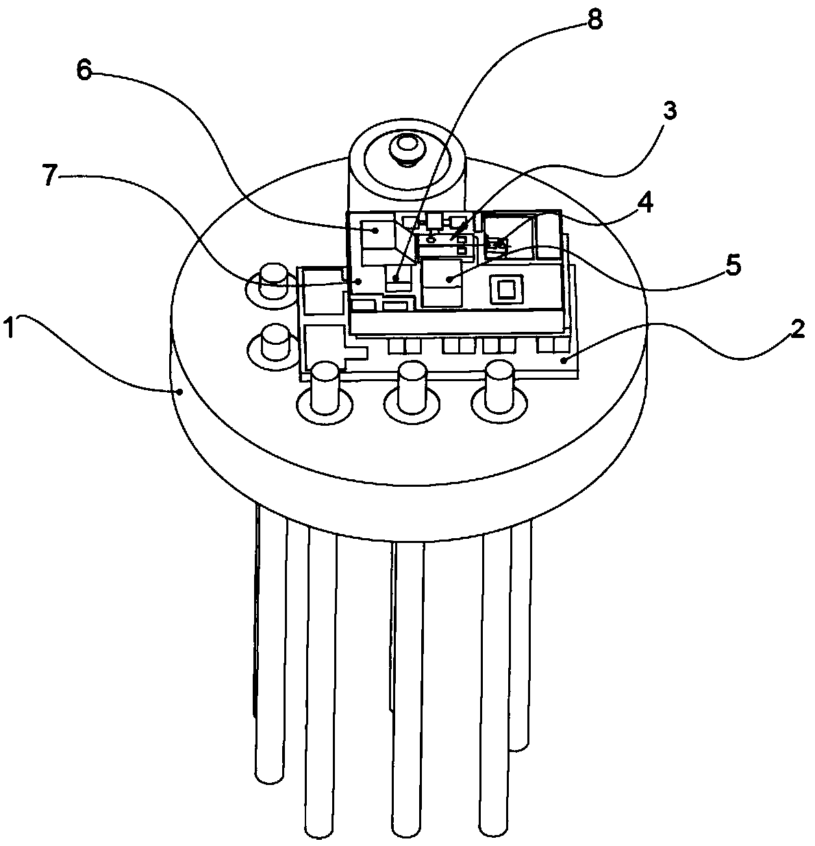 Coaxial active packaging structure of electric absorption modulation sealed laser