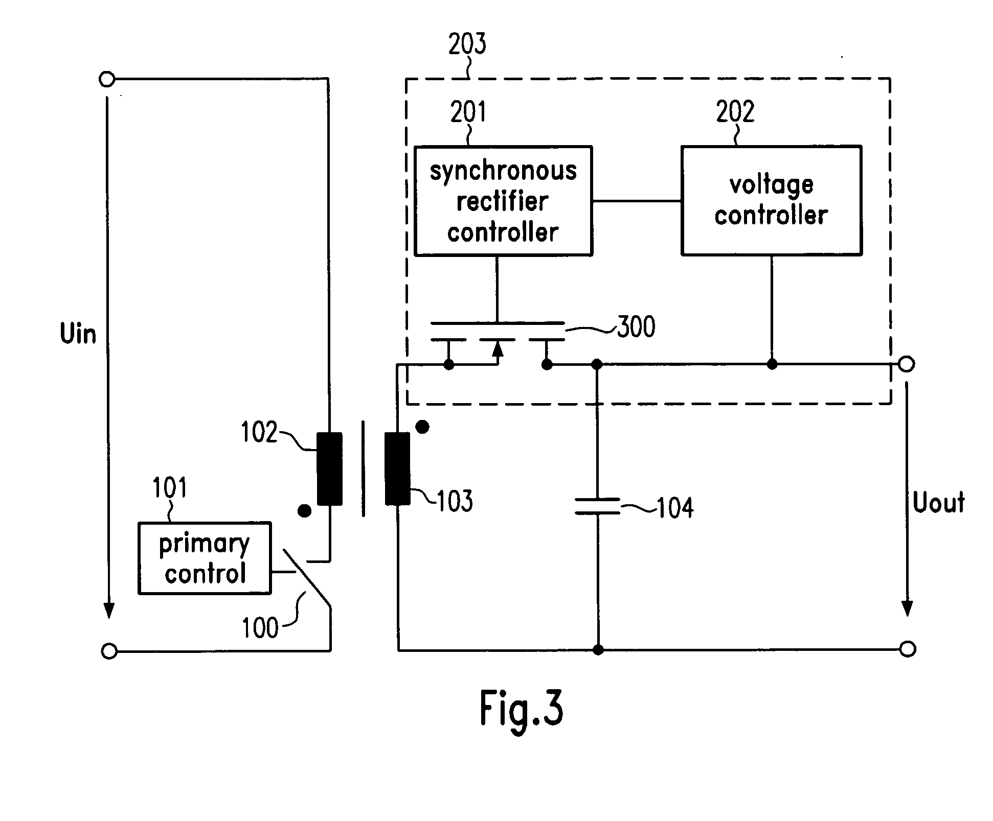 Controlled synchronous rectifier for controlling an output voltage of a switched mode power supply