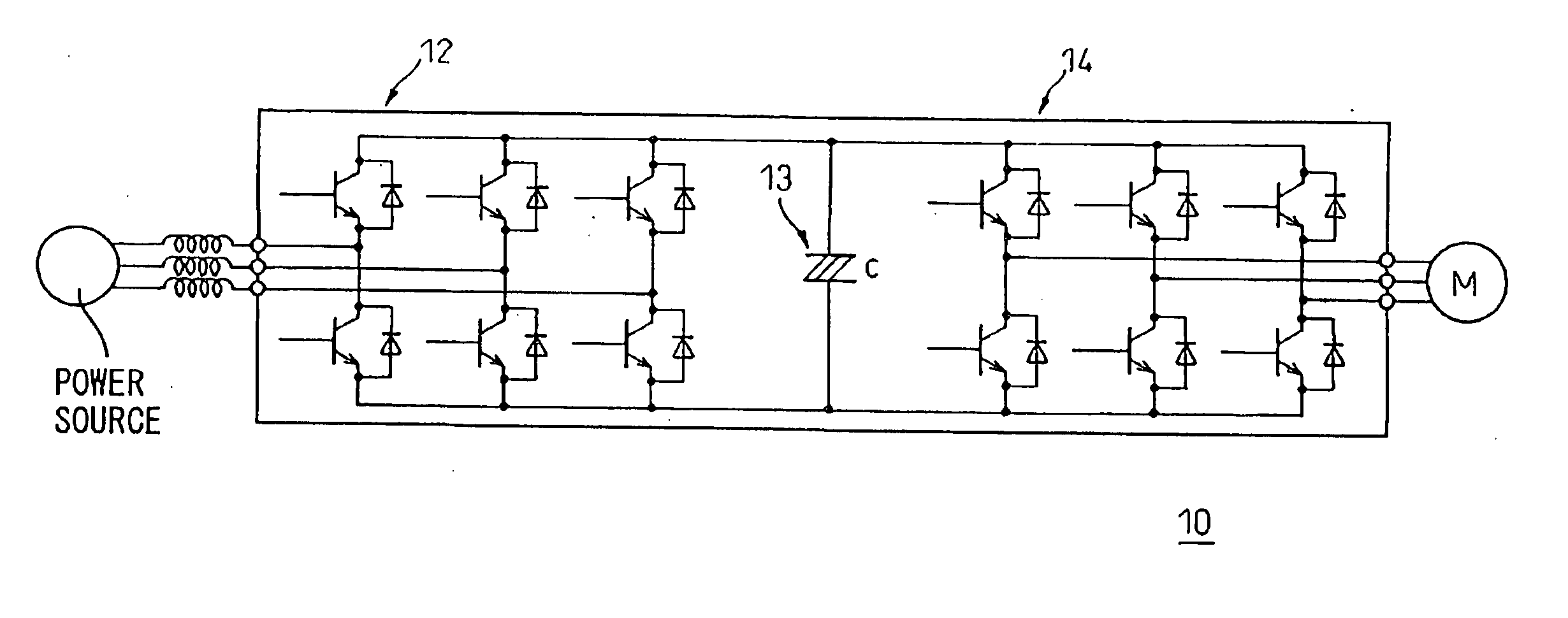 Converter and inverter including converter circuit