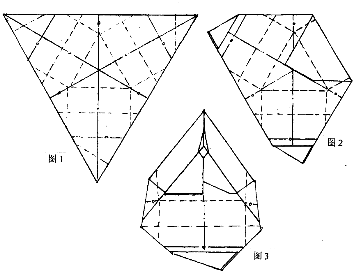 Method for folding triangular box with overlying box bottom