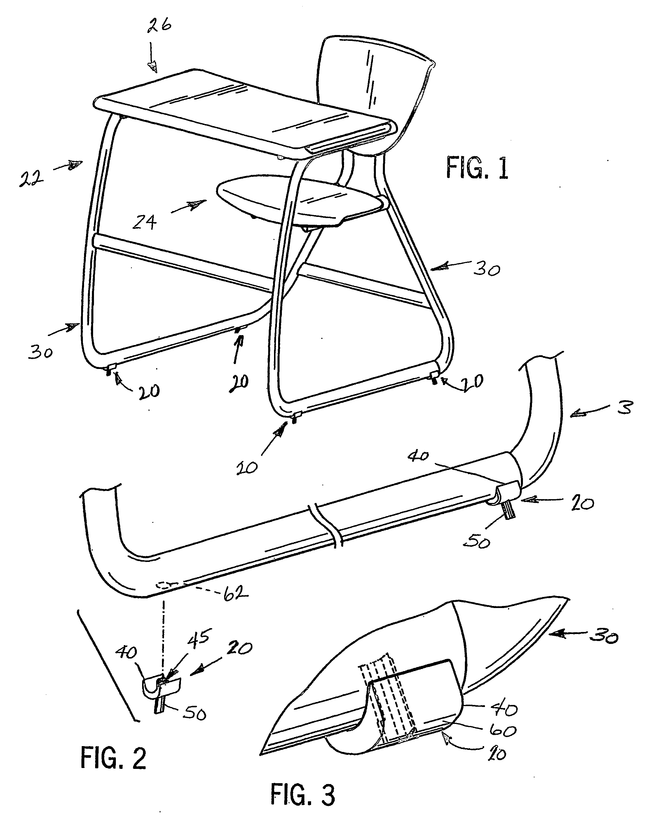Pound-in glide for an article of furniture