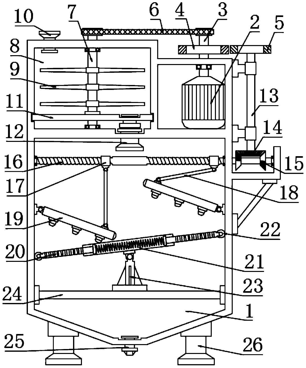 A gypsum crushing and sorting device