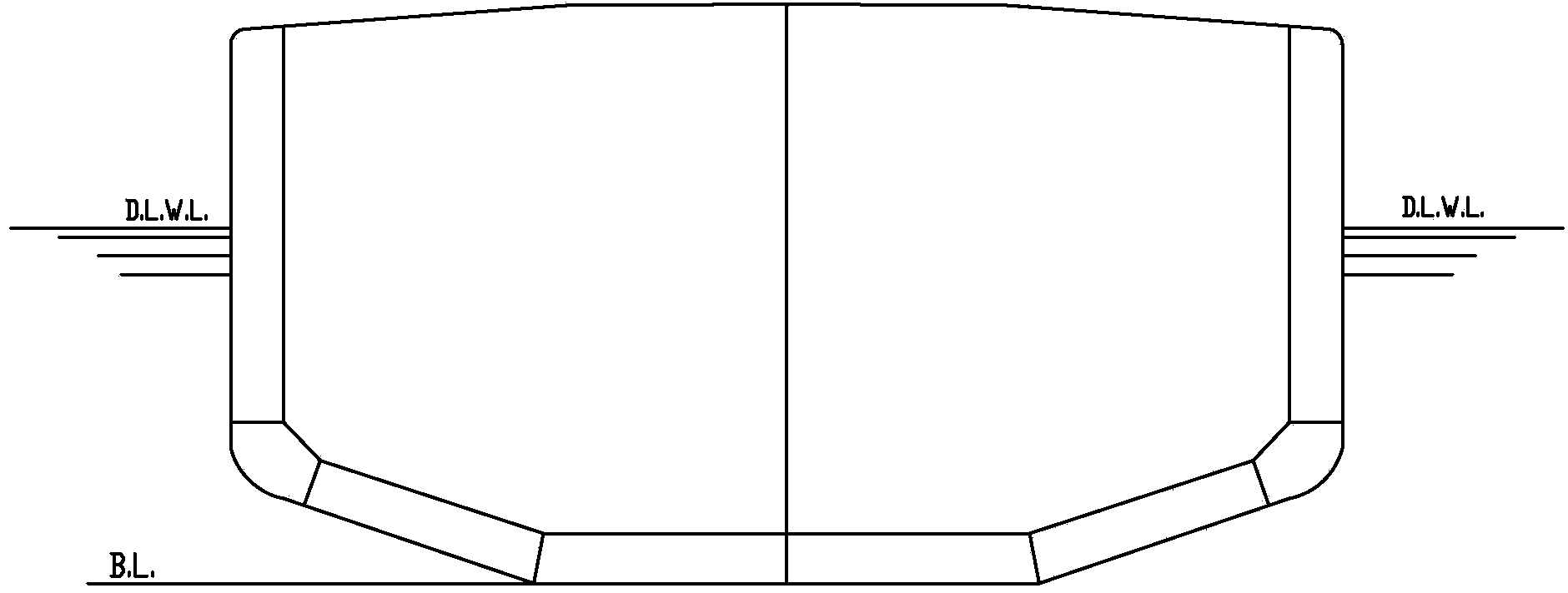 Ship based oblique double-bottom arc-shaped bilge