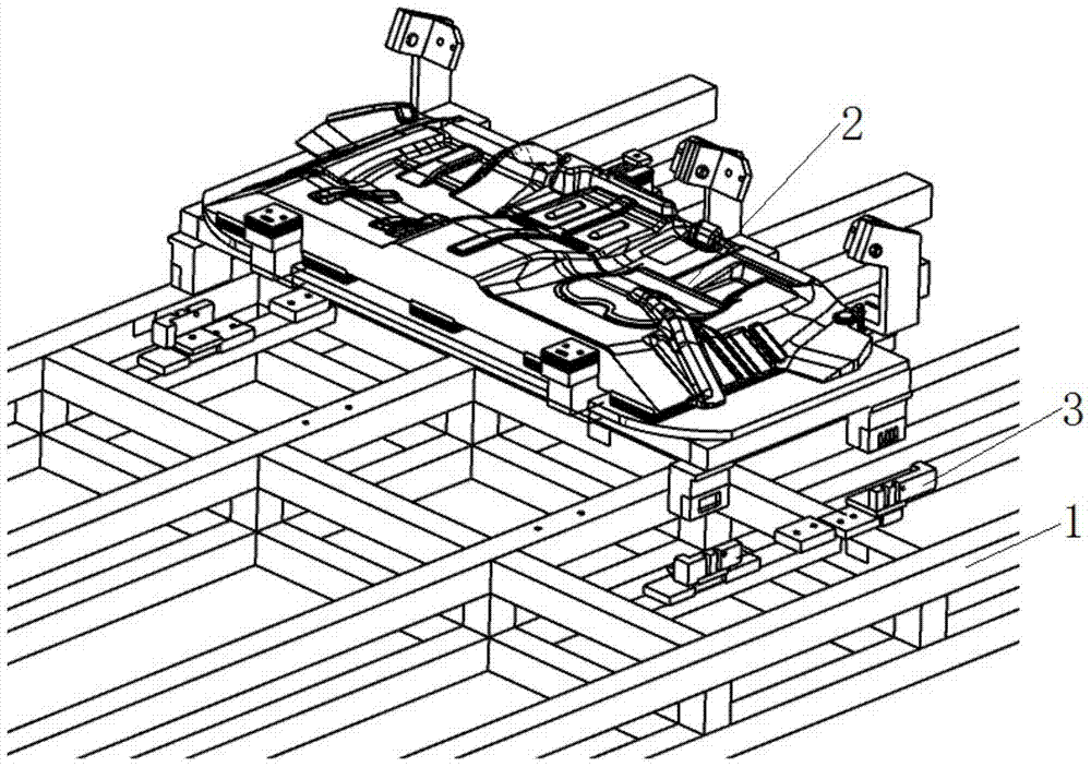 An adjustment device for the second row of seats for a vehicle verification model