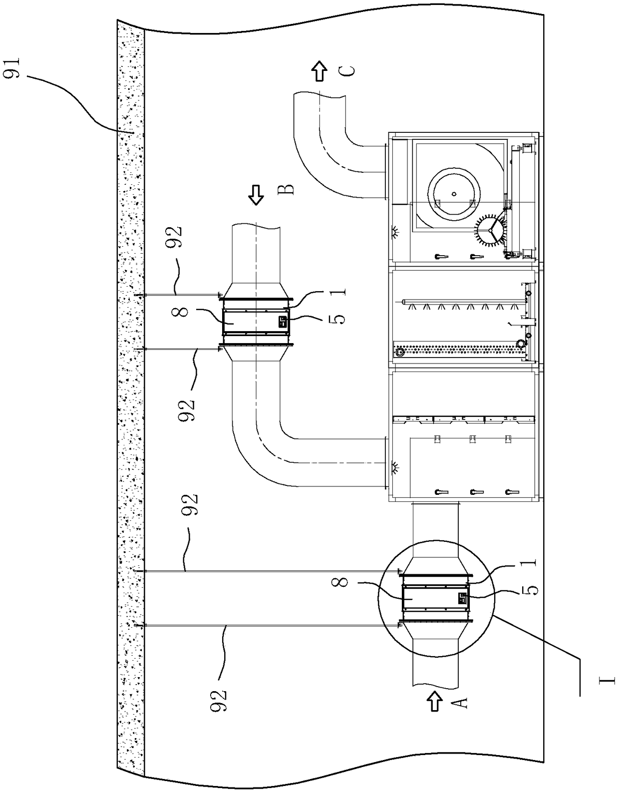 High-voltage static air purification device for central air-conditioning air duct system