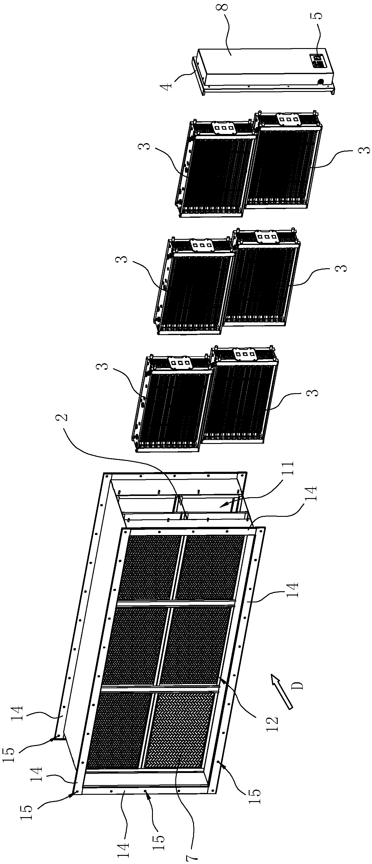 High-voltage static air purification device for central air-conditioning air duct system