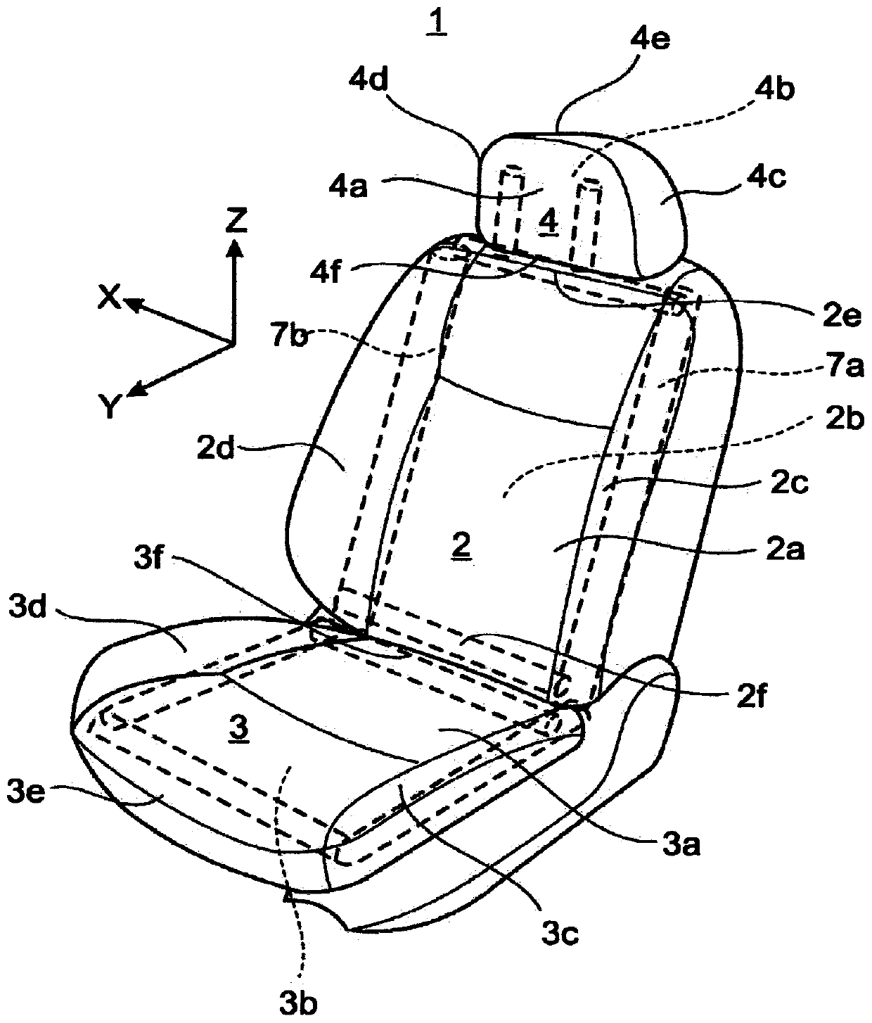 Air bag device and vehicle seat provided with air bag device