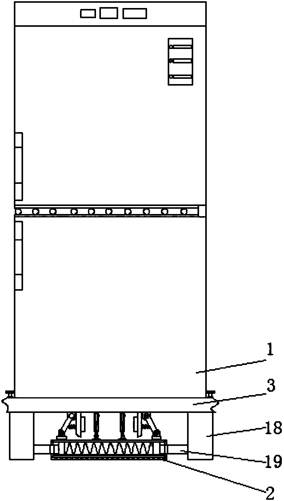 Anti-vibrating device of vehicle-mounted refrigerator body and working method of anti-vibrating device
