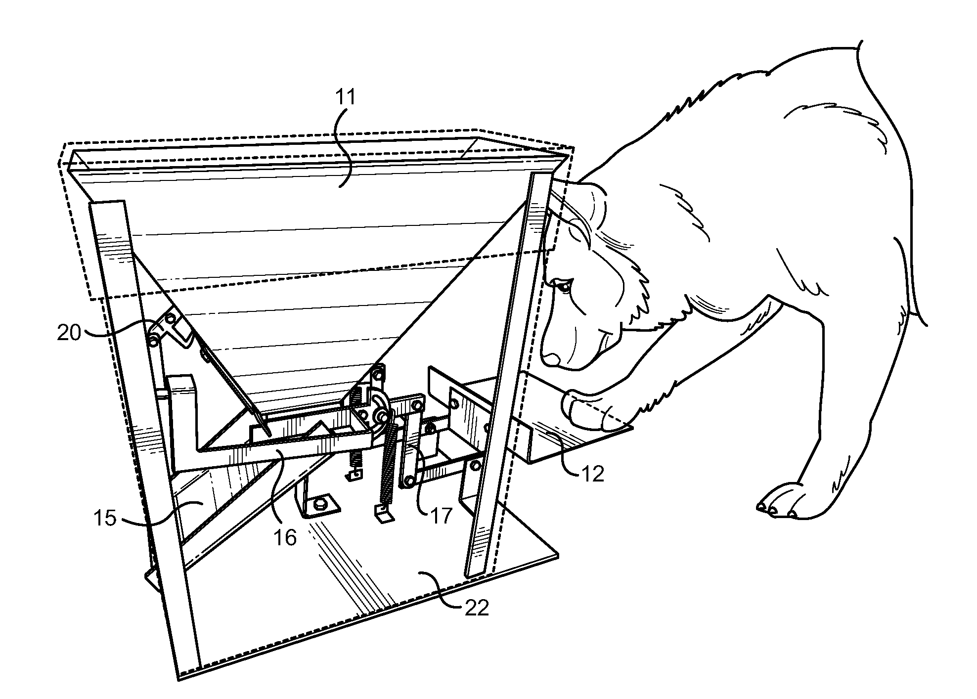 Pet Actuated Dry Food Feeder Device