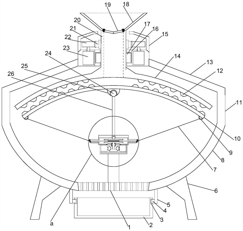 Soybean uniform crushing and guiding device