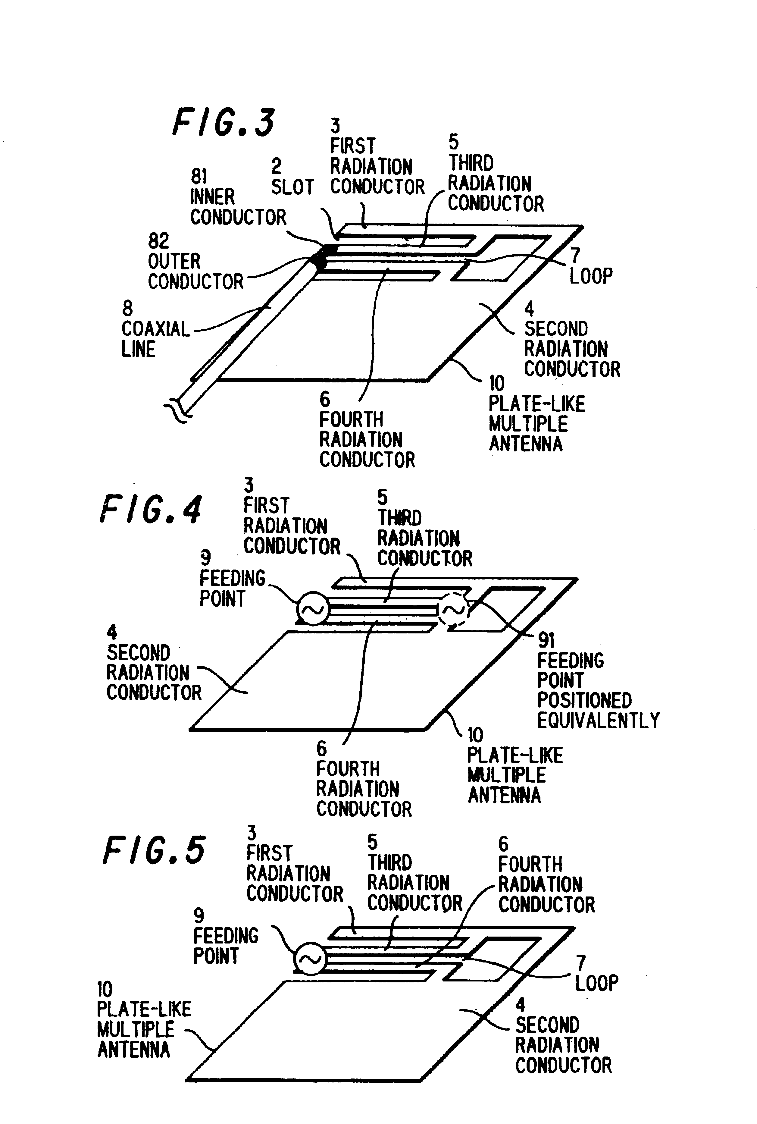 Plate-like multiple antenna and electrical equipment provided therewith