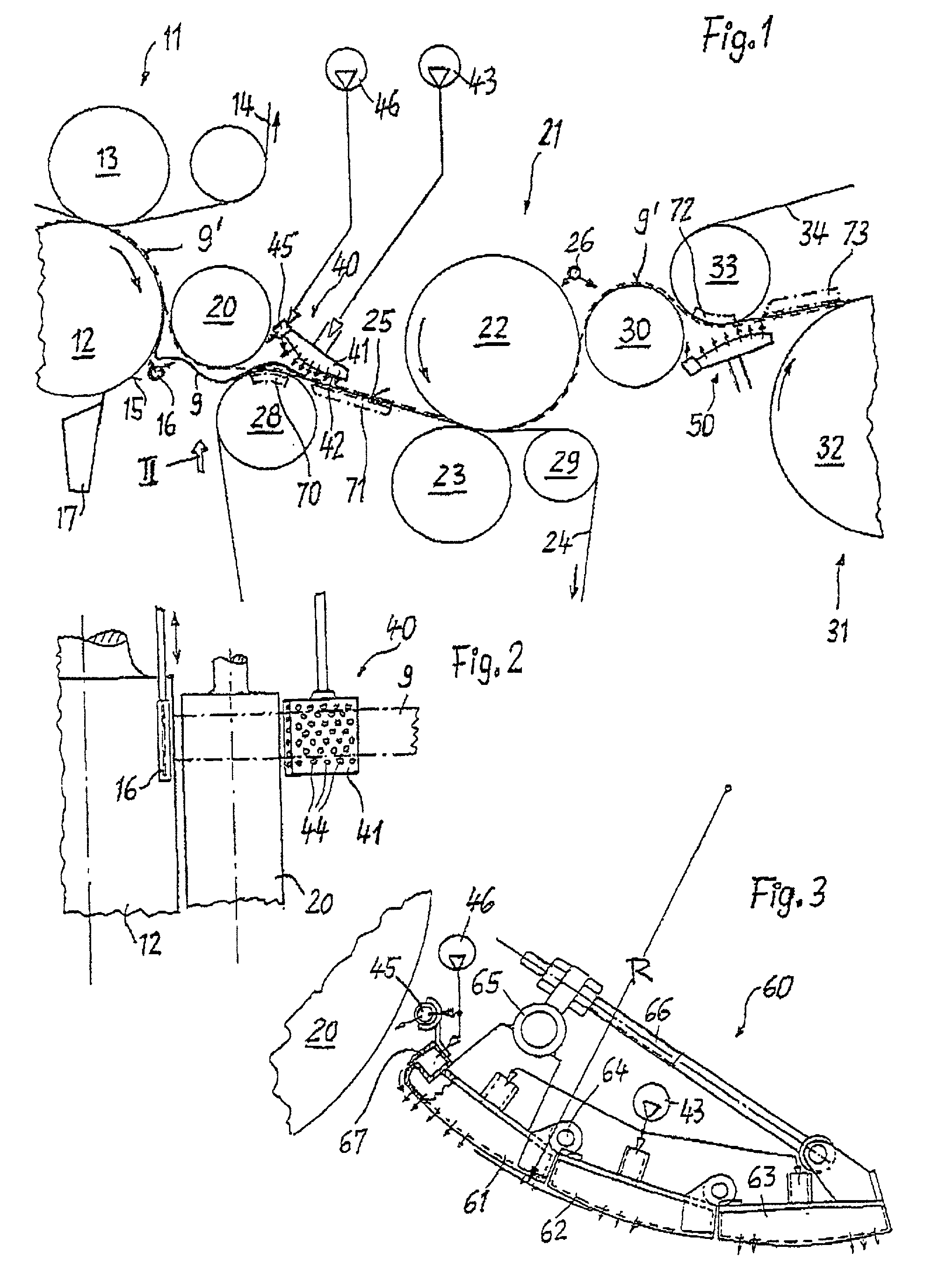Apparatus for the transfer of a lead strip of a paper web