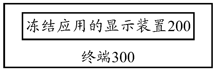 Method for displaying frozen application, display device and terminal for frozen application