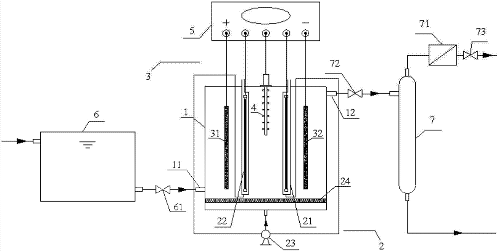 Device and method for integrally treating refractory organic wastewater