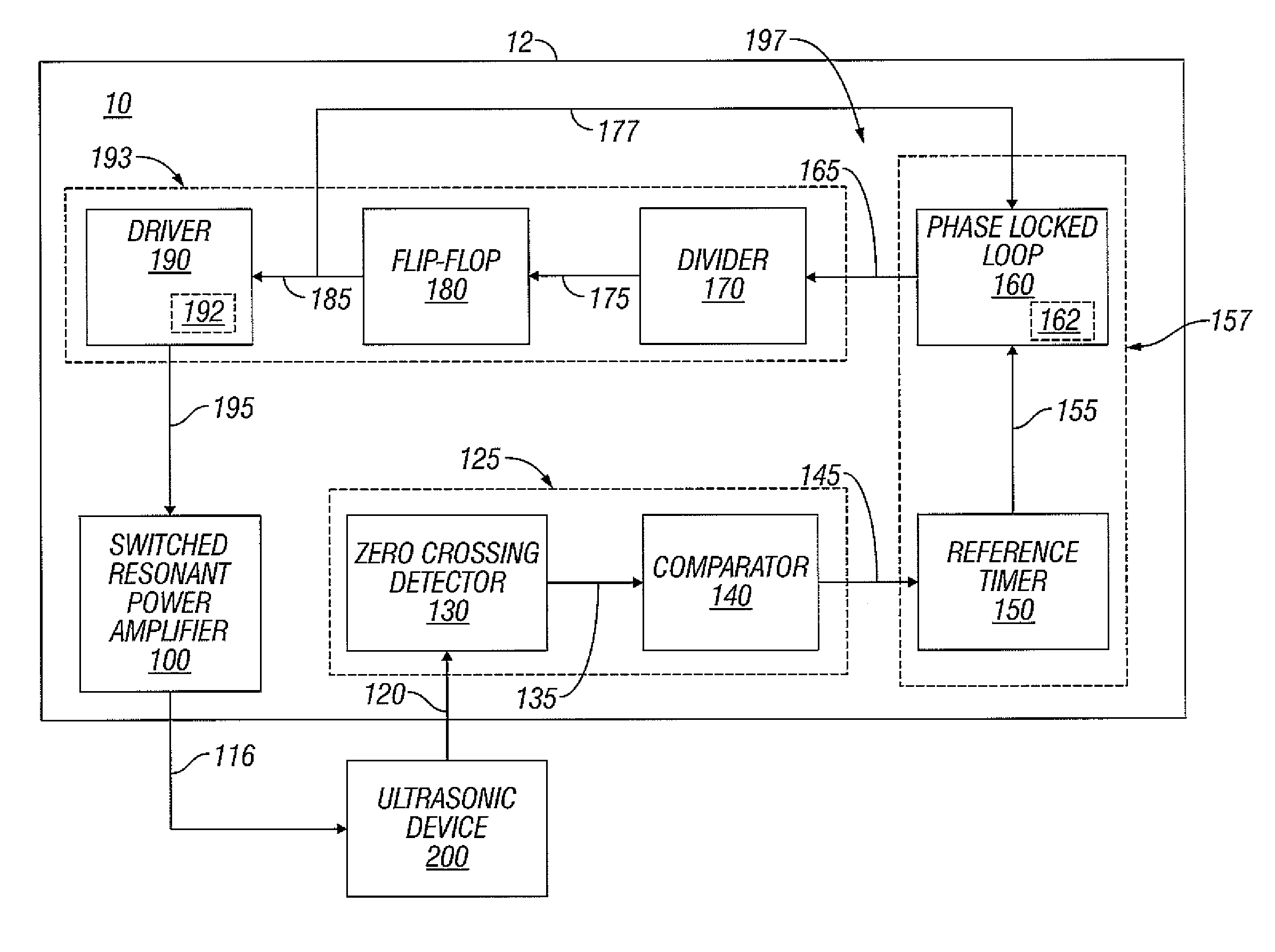 Switched resonant ultrasonic power amplifier system