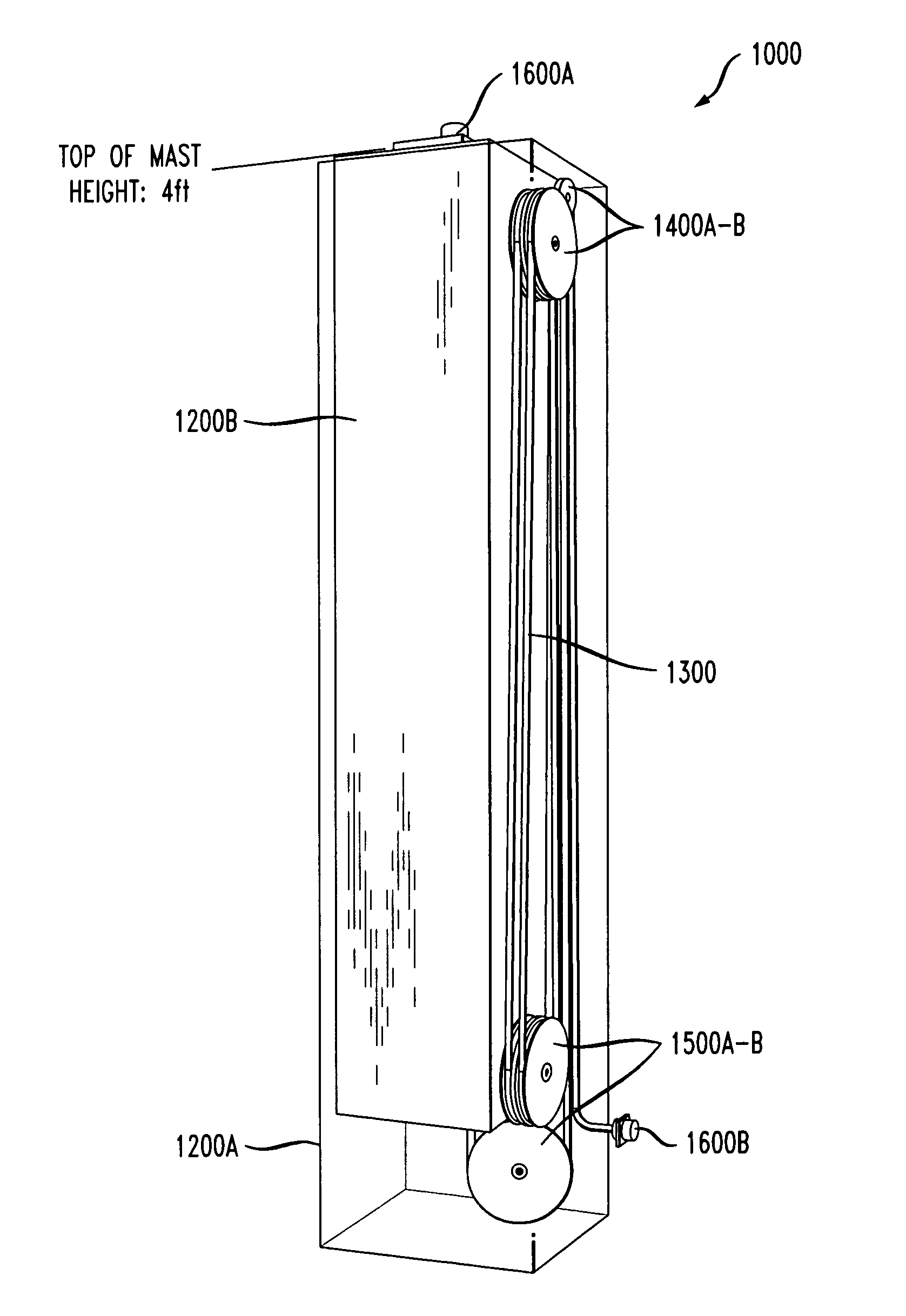 Telescoping mast cable storage system