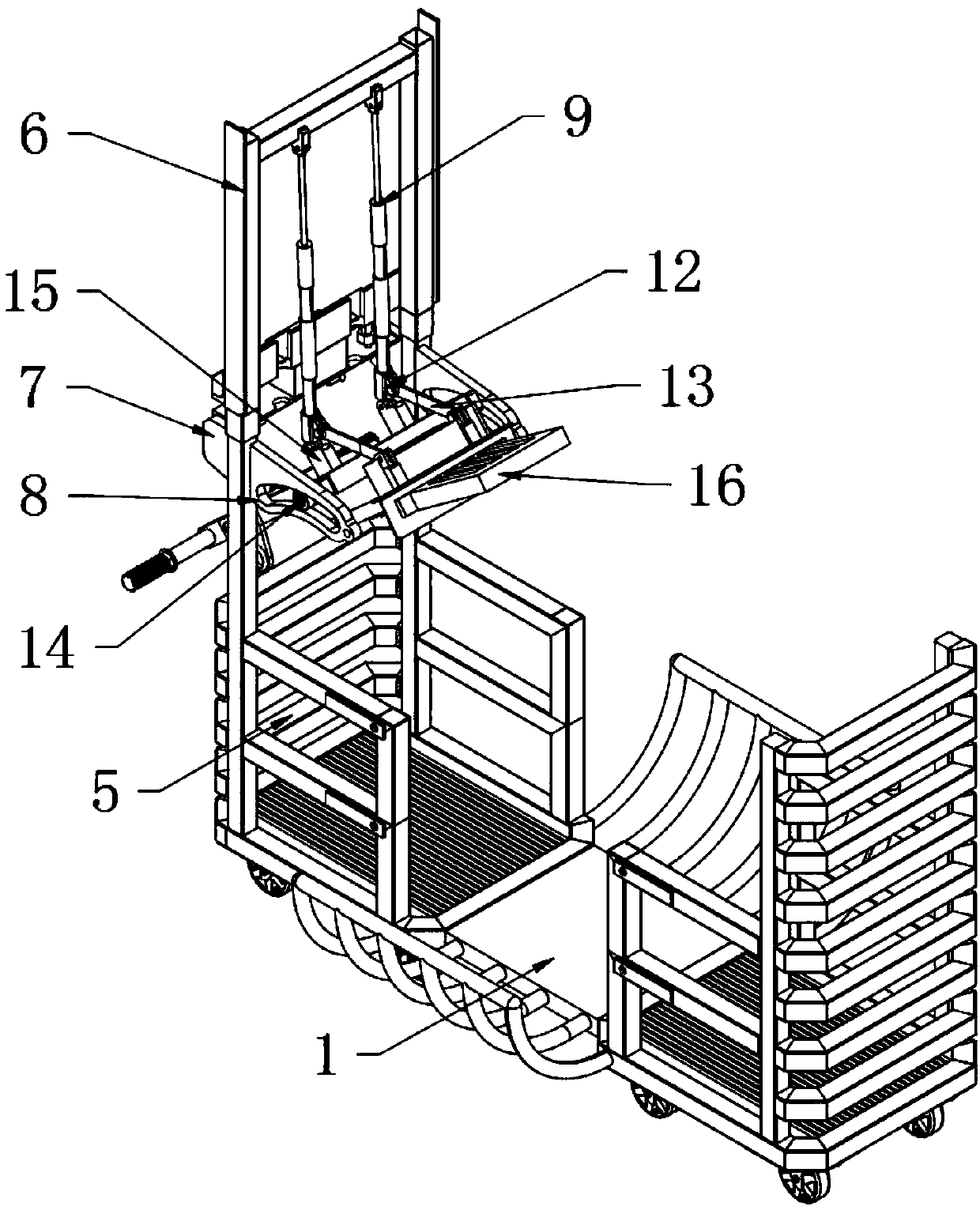 Stacking and automatic telescopic fixing conveying equipment for conveying accumulated garments