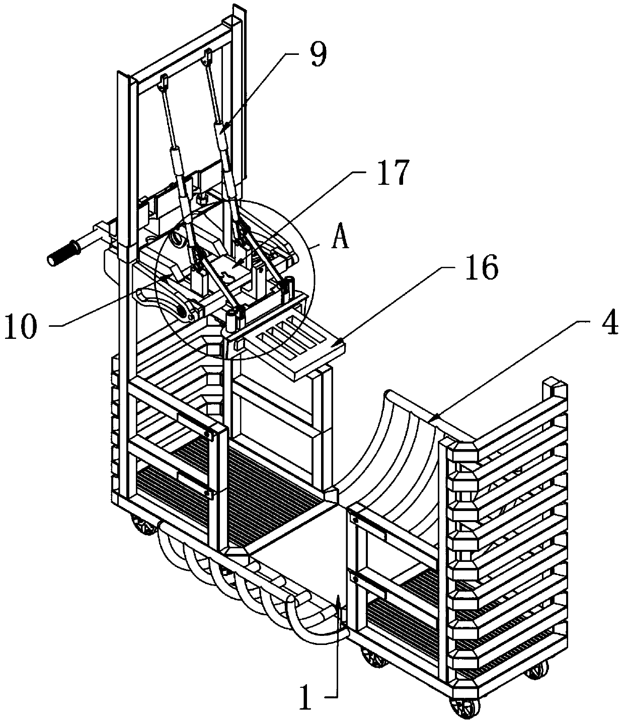 Stacking and automatic telescopic fixing conveying equipment for conveying accumulated garments