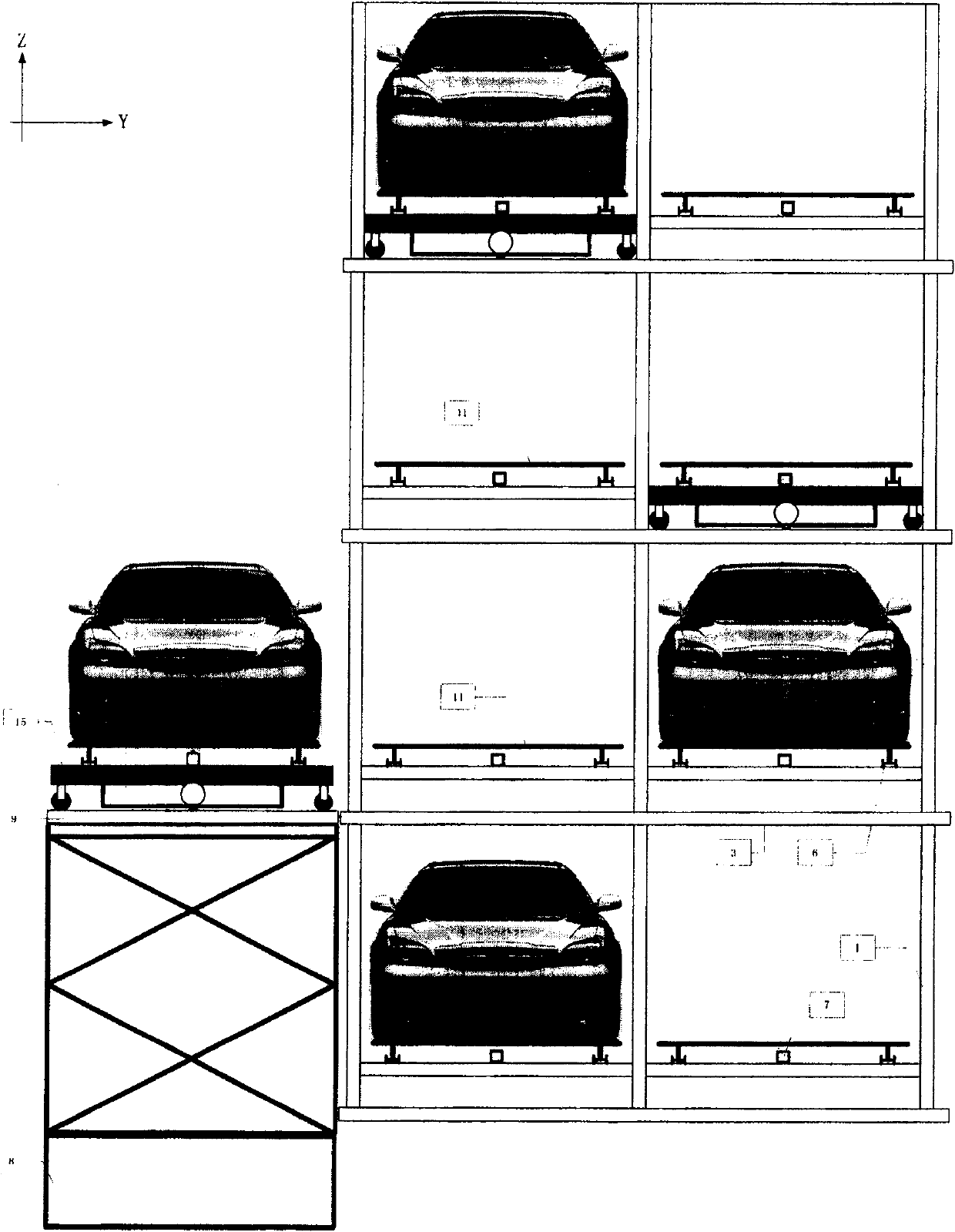 Stereoscopic garage system