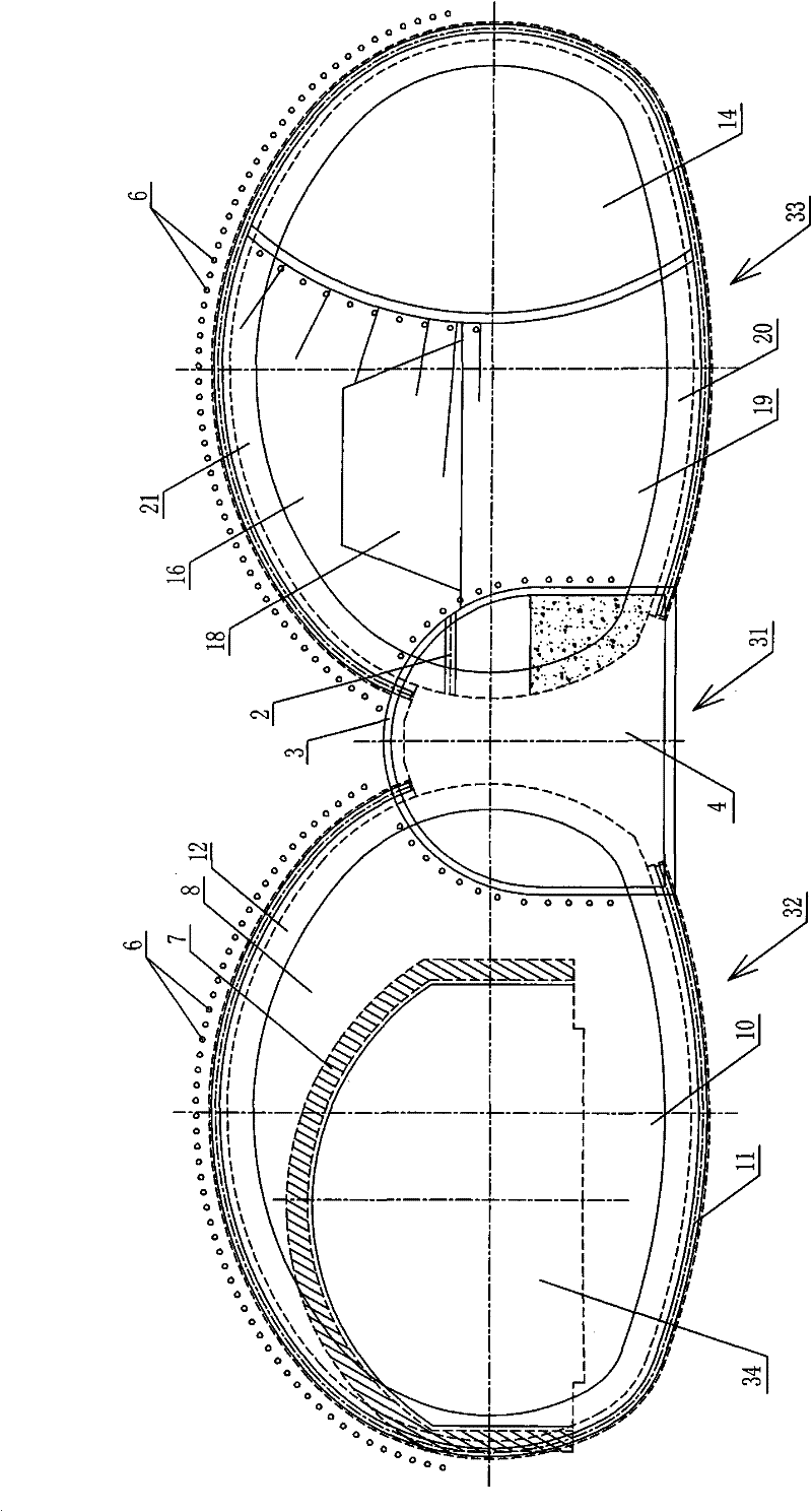 Method for constructing double-arch tunnel by rebuilding and expanding existing single-hole tunnel